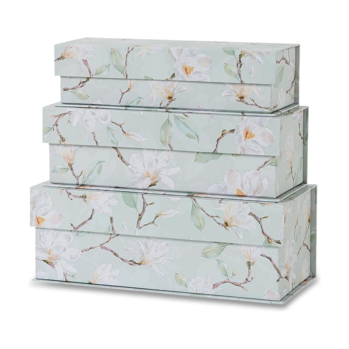 Cardboard Boxes / Decorative Storage Boxes / Ethereal Blossom / Set of 3