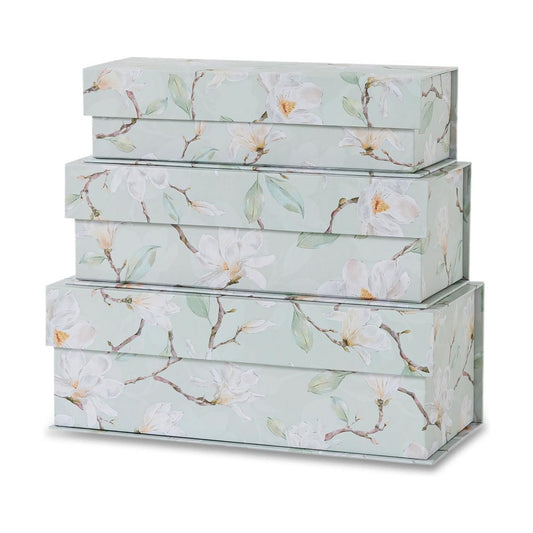 Cardboard Boxes / Decorative Storage Boxes / Ethereal Blossom / Set of 3