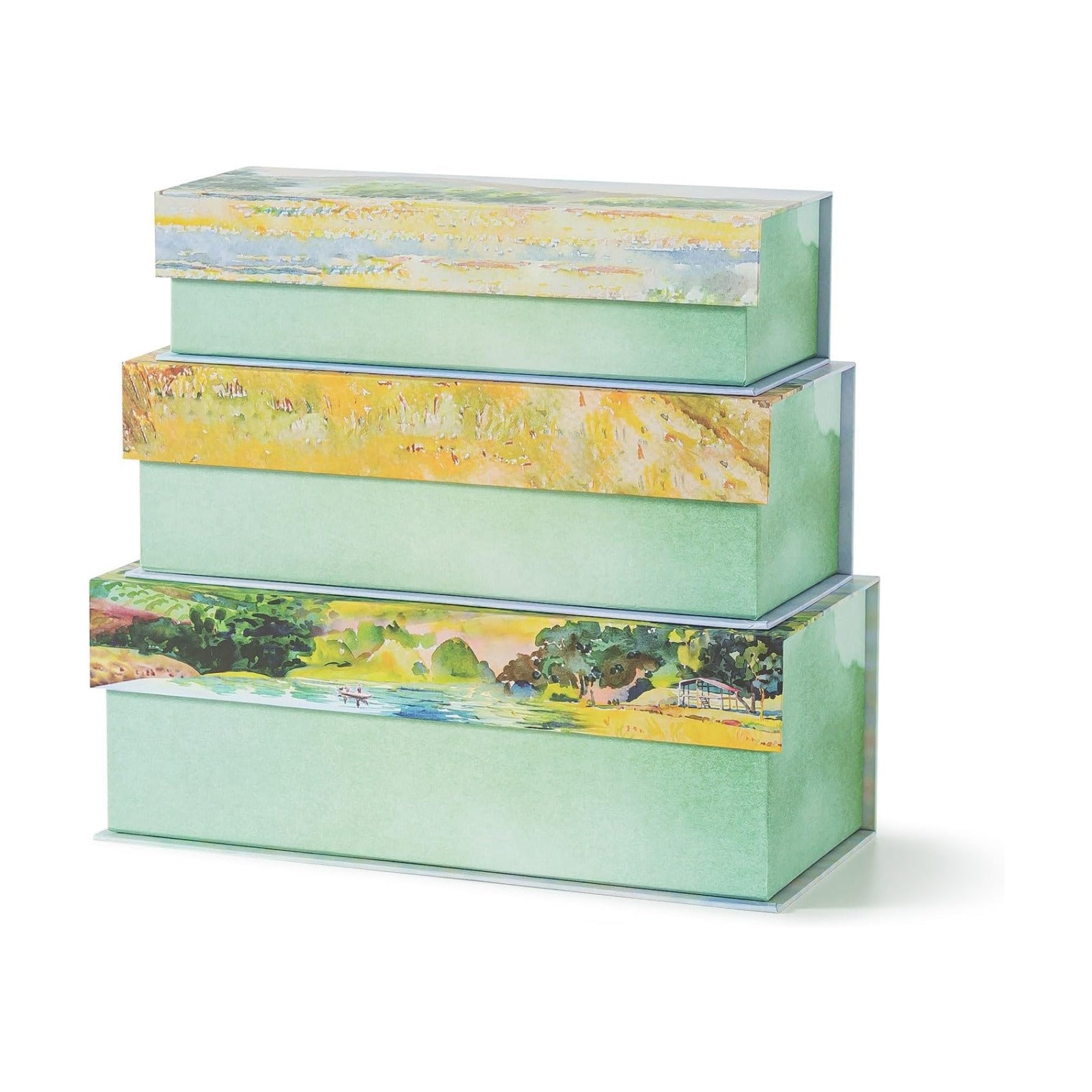 Cardboard Boxes / Decorative Storage Boxes / Pastoral Tranquility / Set of 3
