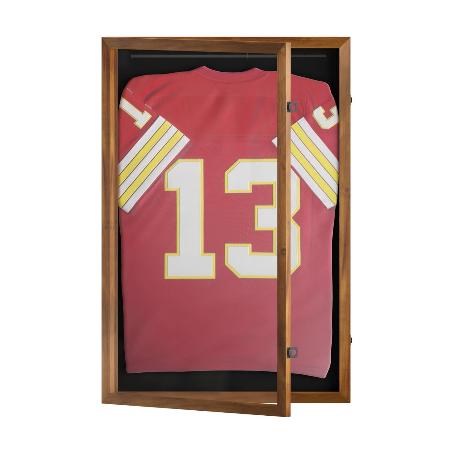 HBCY Creations 24x36 Rustic Brown Jersey Display Case - Solid Wood with Acrylic Window - Anti-Theft Lock with 2 Keys