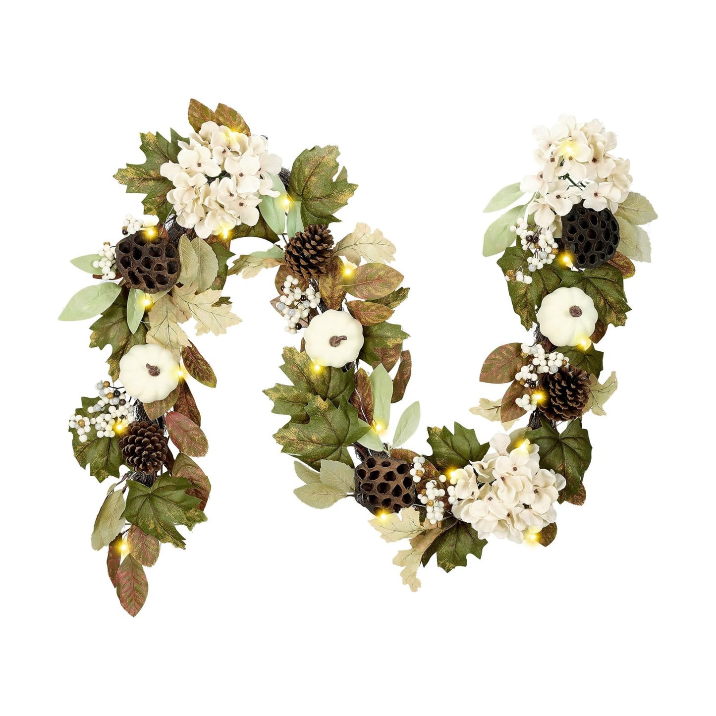 Artificial Fall Autumn Harvest Garland for Mantel / 6 ft