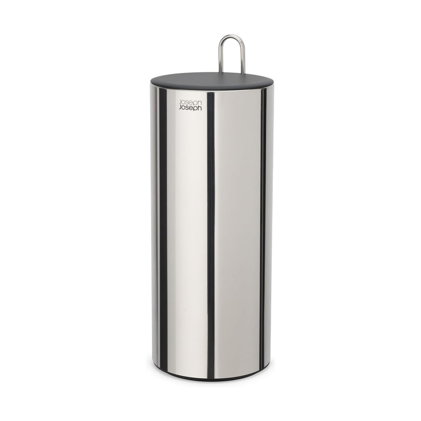Joseph Joseph EasyStore Luxe Stainless Steel Concealed Toilet Paper Holder Stand Storage with Lid, Hods up to 3 Rolls