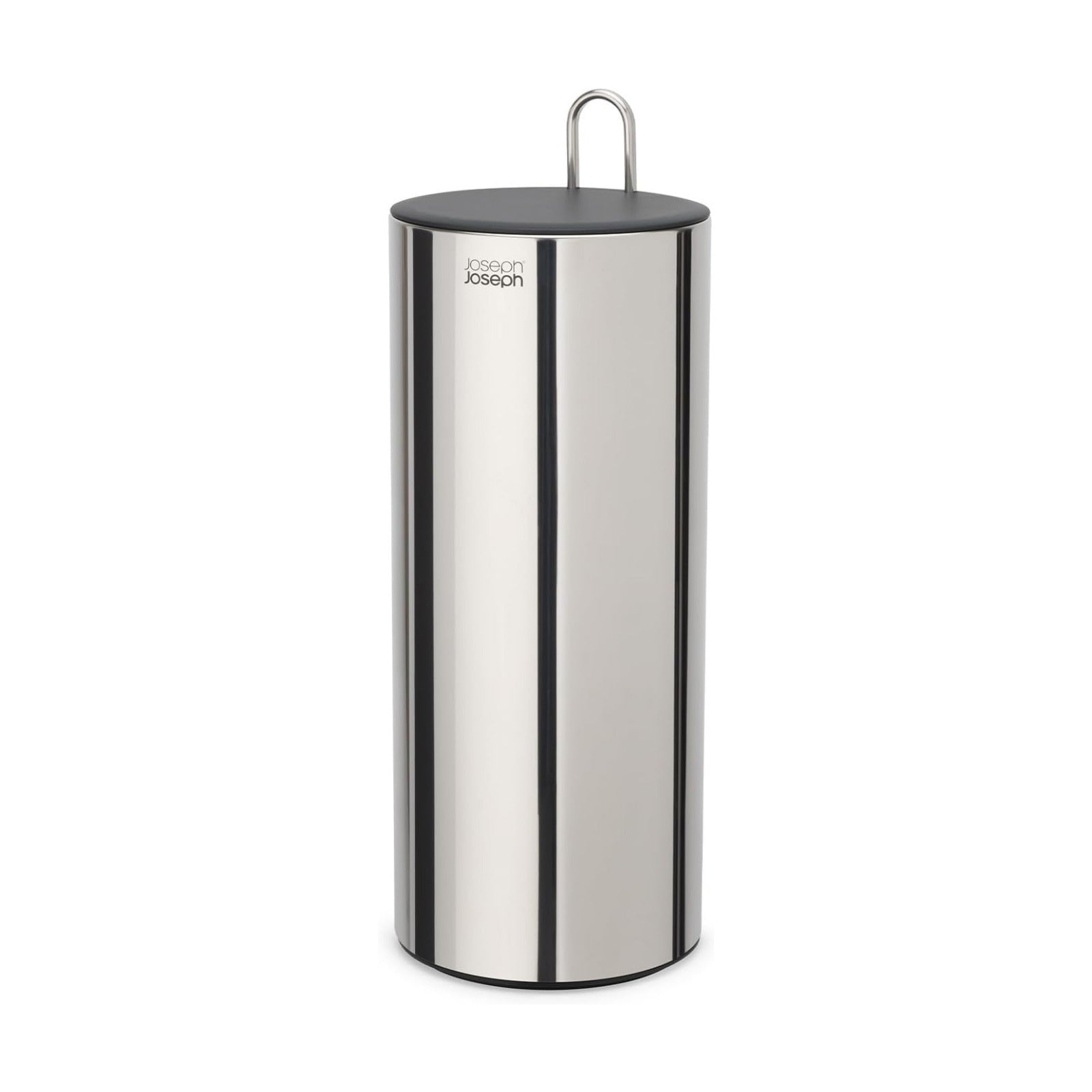 Joseph Joseph EasyStore Luxe Stainless Steel Concealed Toilet Paper Holder Stand Storage with Lid, Hods up to 3 Rolls