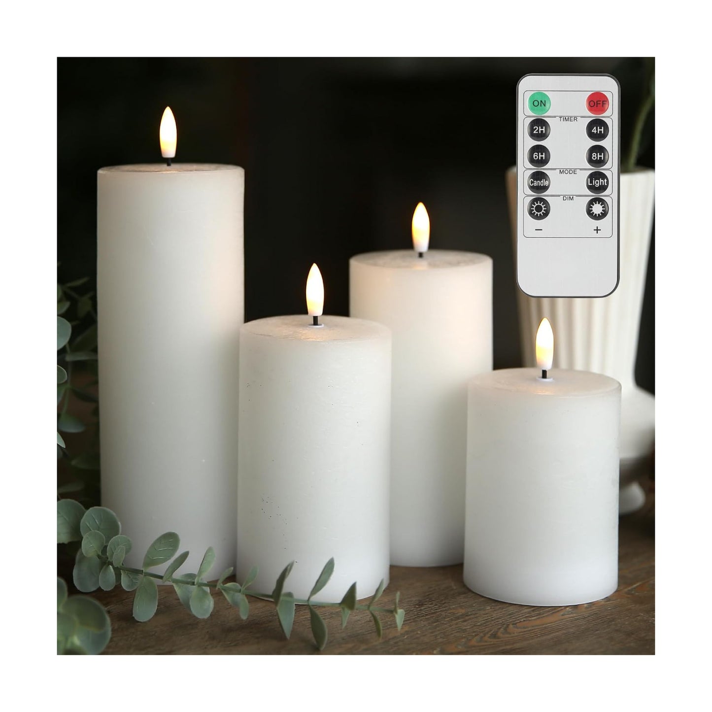 LUSHARBOR Flameless Candles, 4 Pack Battery Operated Candles with Remote, Real Wax LED Fake Candles with Timer