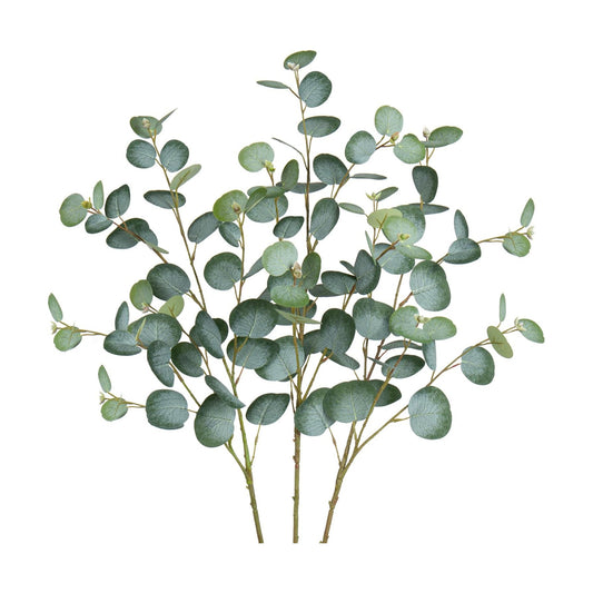Artificial Eucalyptus Stems Long Faux Eucalyptus Branches Fake / Green / 31 Inch / Set of 3