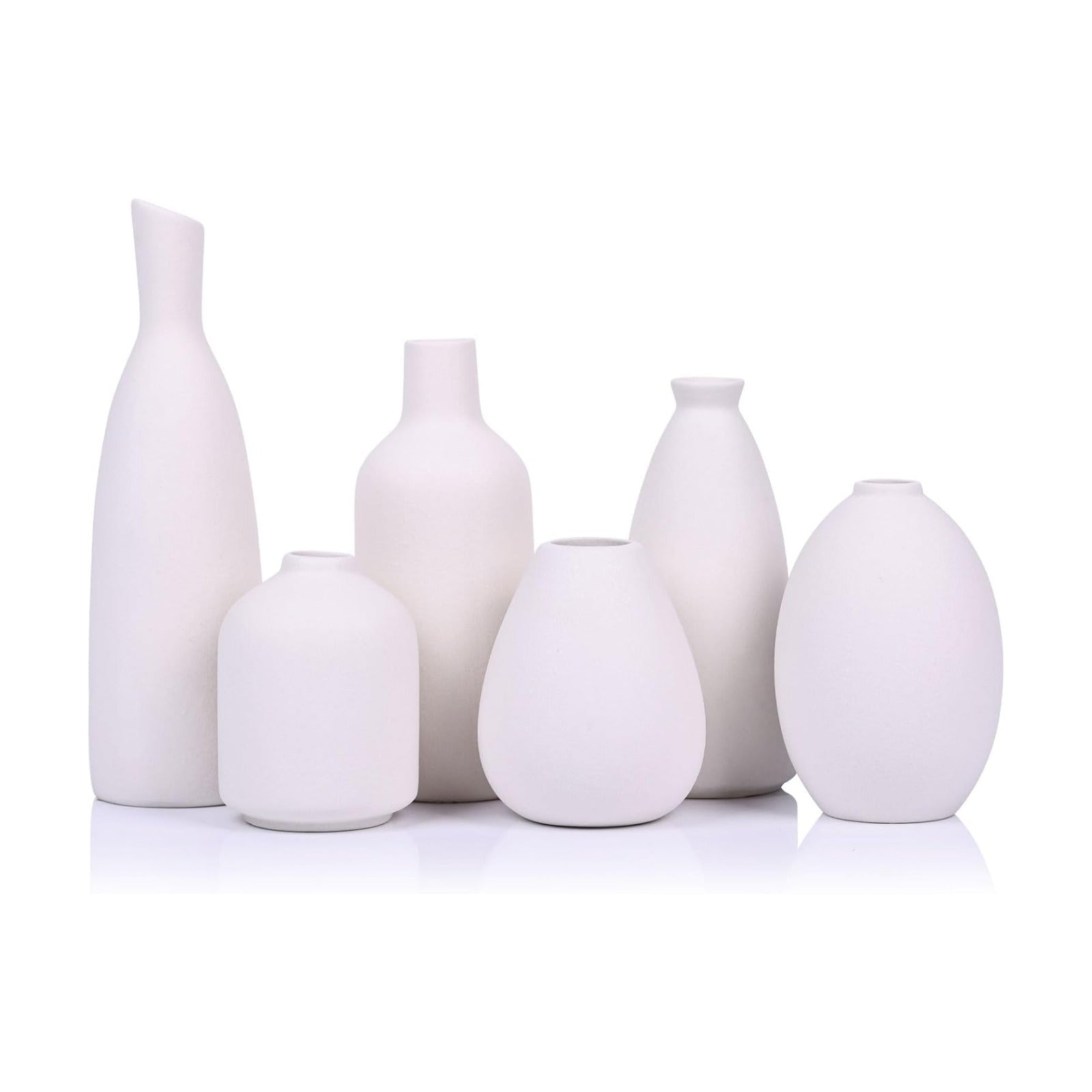White Ceramic Vase / White Set / Set of 6