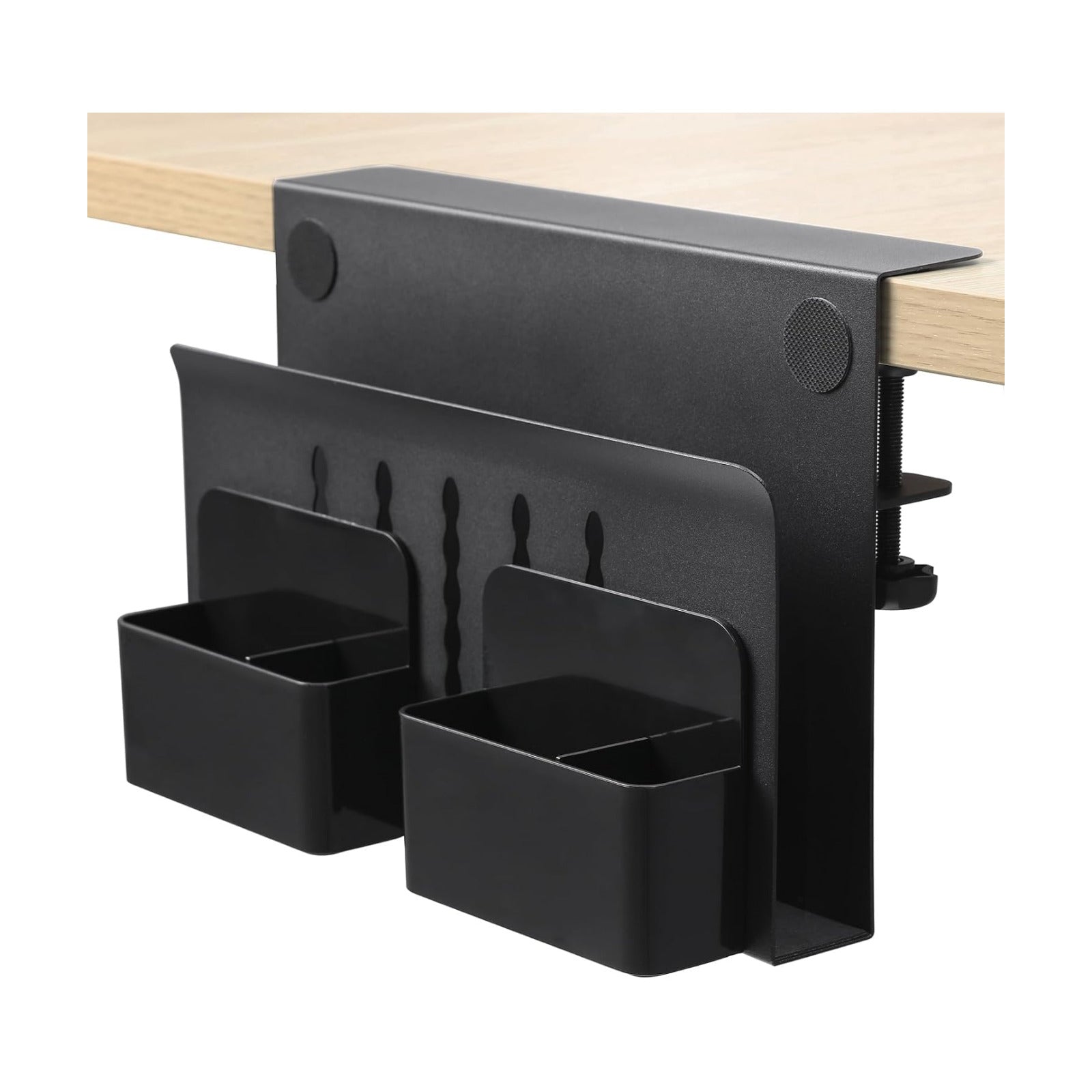 MAXECHO Desk Side Storage, Under Desk Laptop Mount, Table Side Hanging File Organizer, No Drill Clamp On Cable
