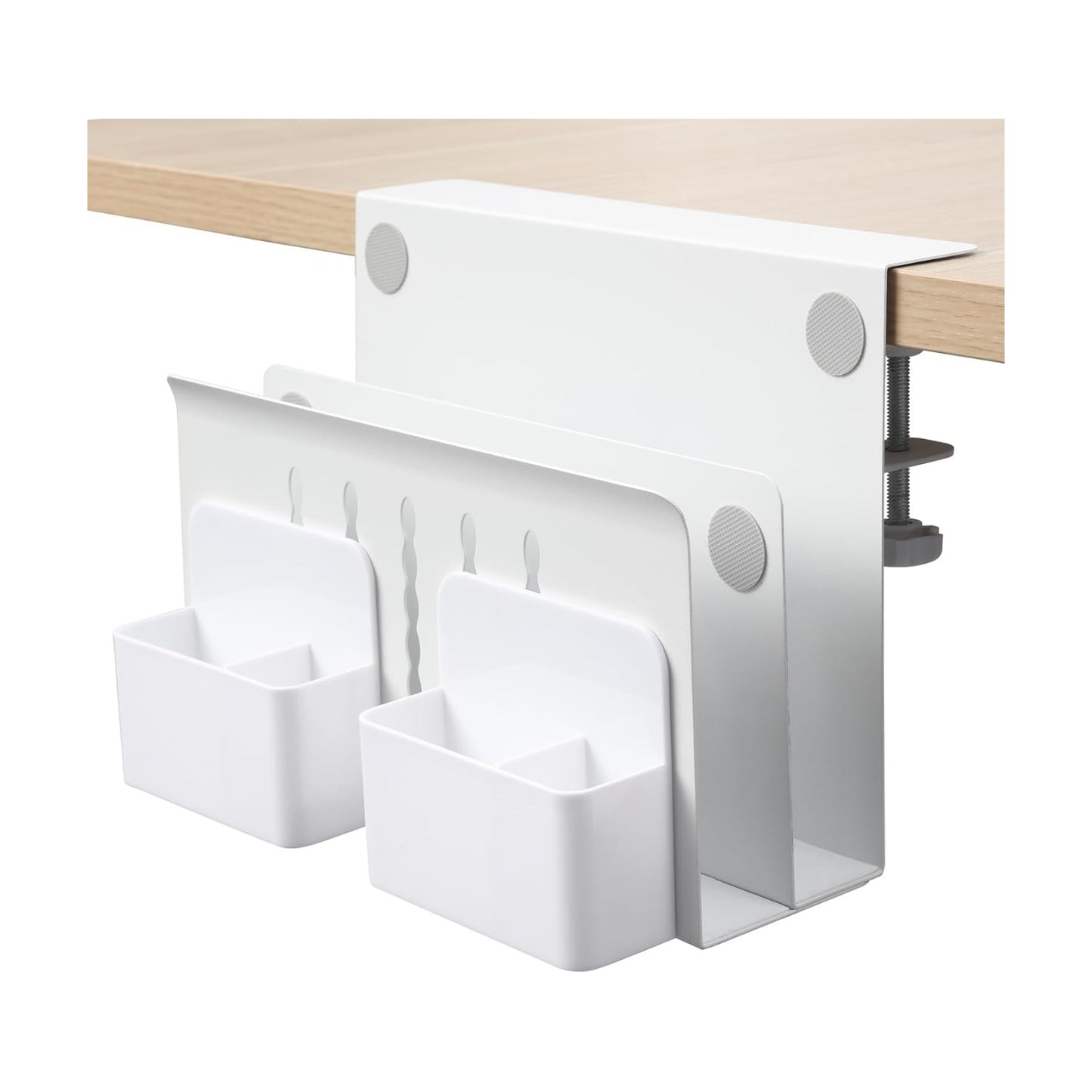 MAXECHO Desk Side Storage, Under Desk Laptop Mount, Table Side Hanging File Organizer, No Drill Clamp On Cable