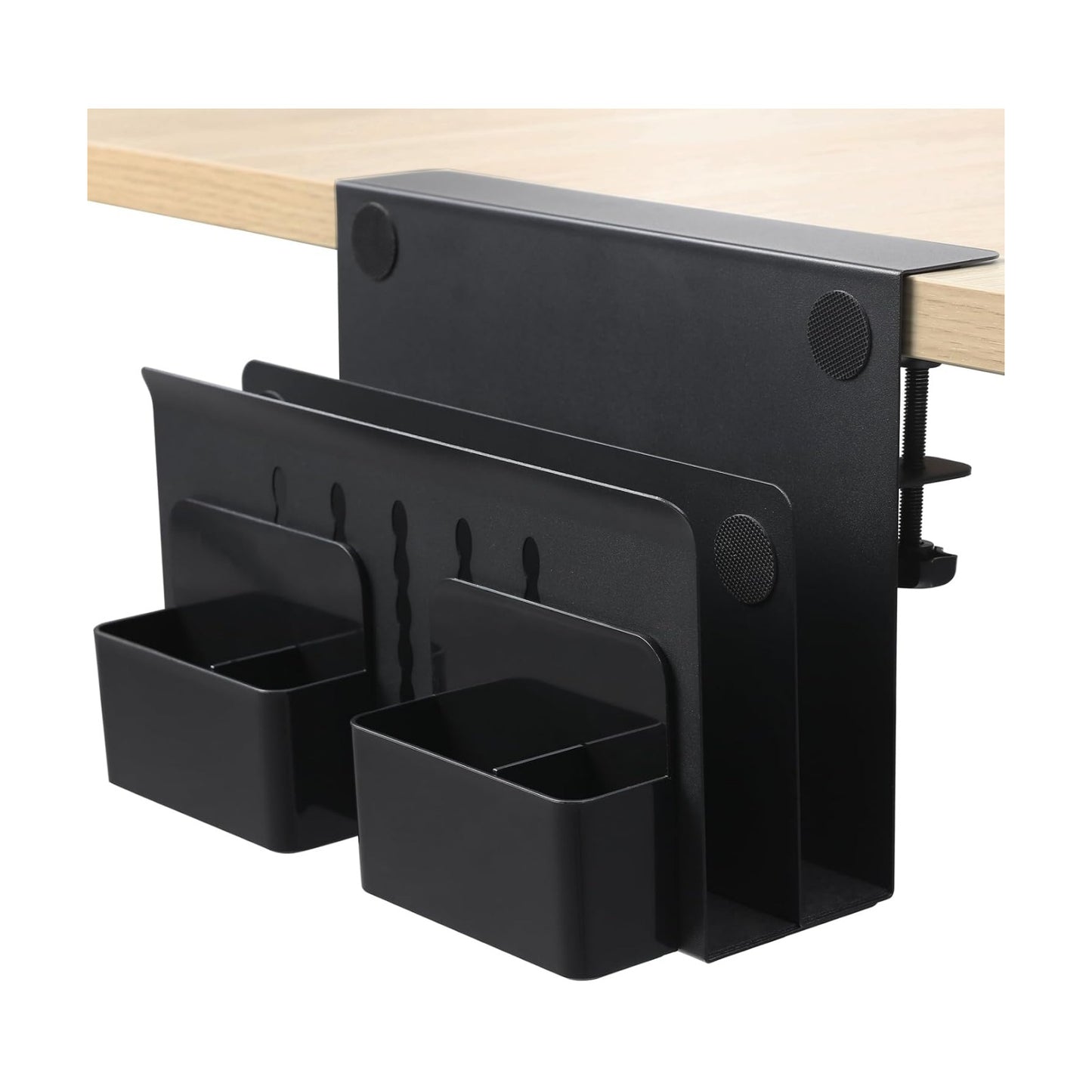 MAXECHO Desk Side Storage, Under Desk Laptop Mount, Table Side Hanging File Organizer, No Drill Clamp On Cable