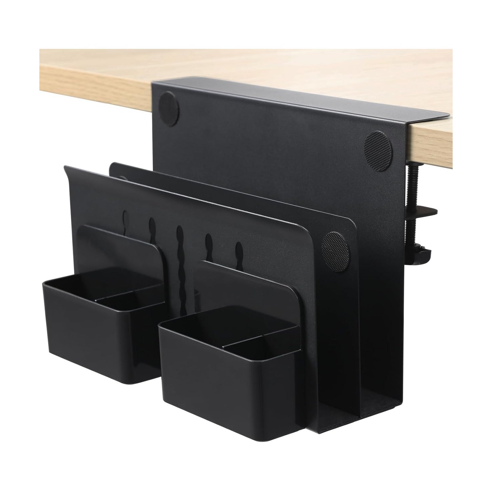 MAXECHO Desk Side Storage, Under Desk Laptop Mount, Table Side Hanging File Organizer, No Drill Clamp On Cable