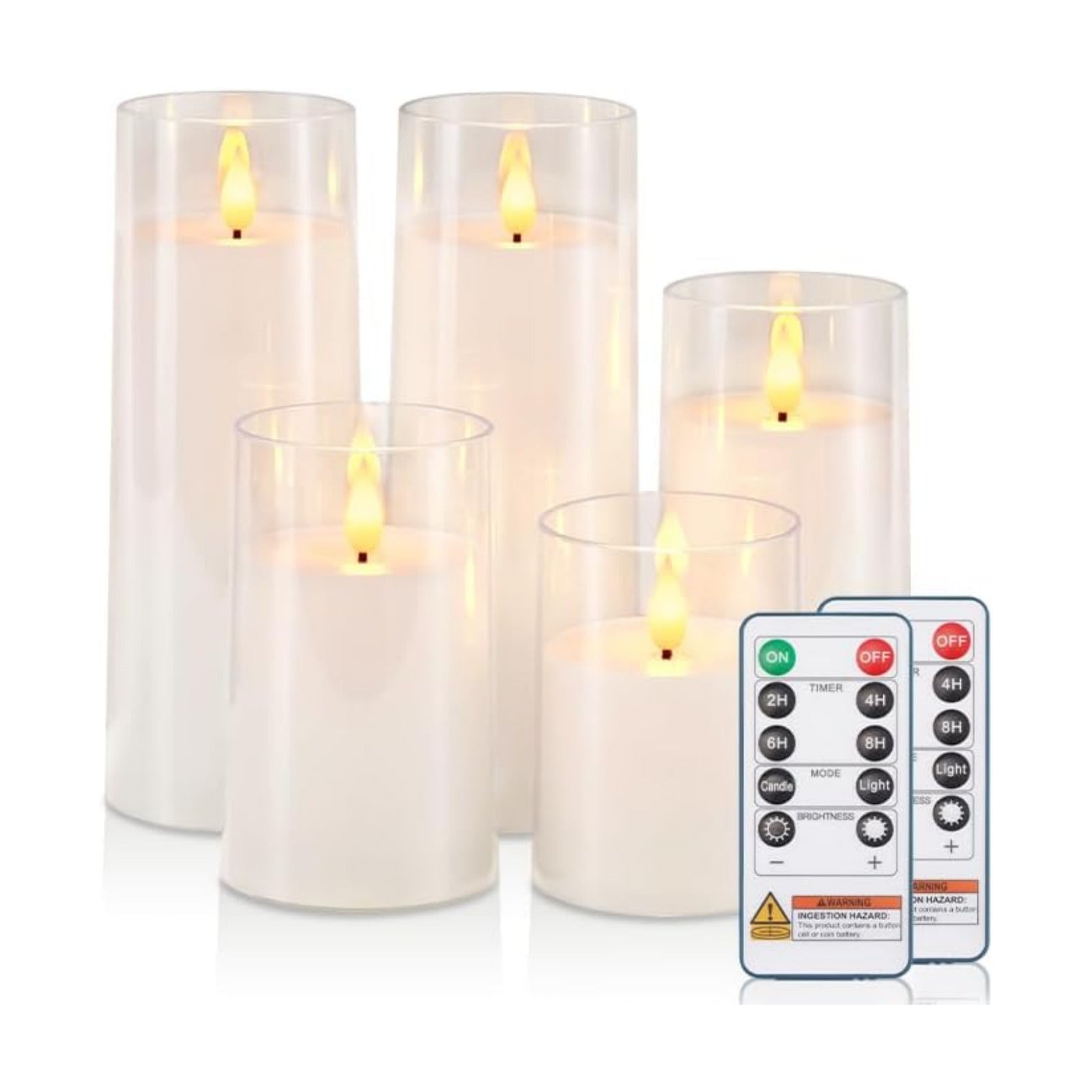 Raycare Flameless Candles Battery Operated with Remote Timer, Acrylic Flickering LED Pillar Candle for Valentine's Day