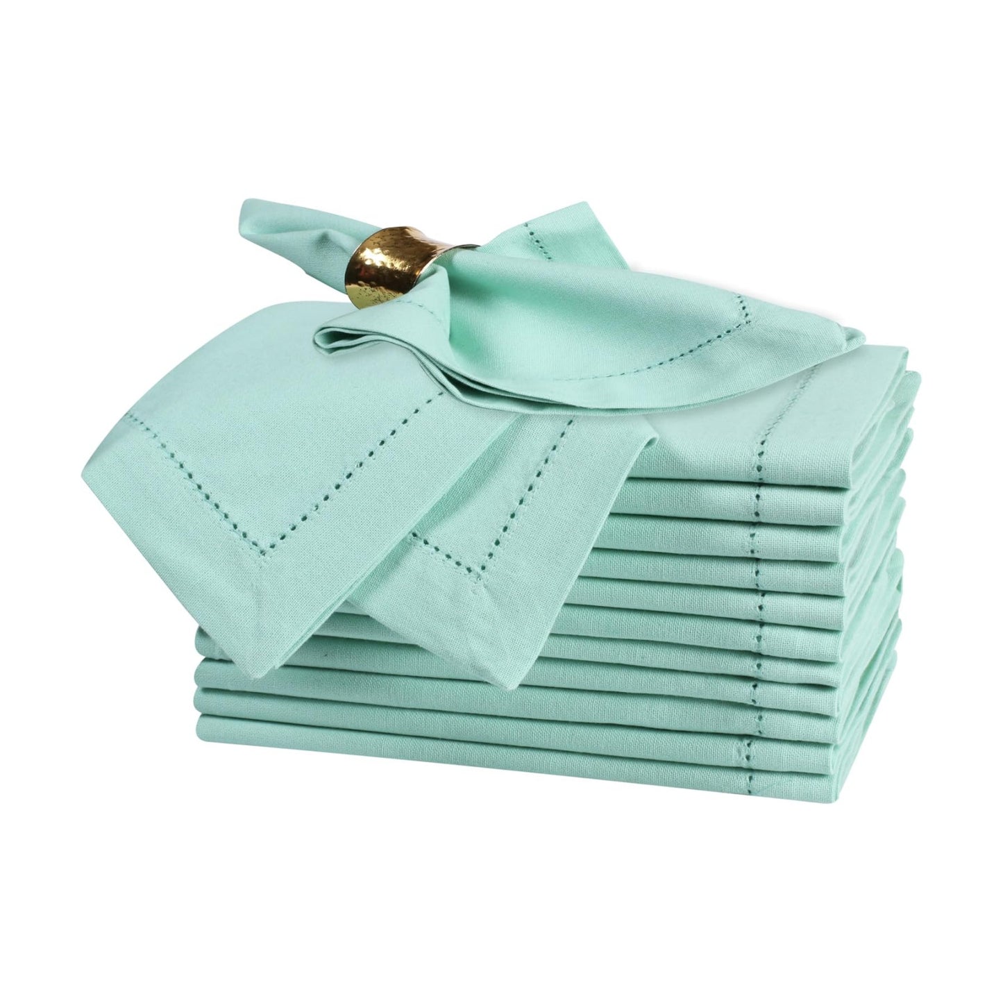 Bedding Craft Cotton Cloth Dinner Napkins Set of 12 – 18x18 Bird Egg Gray Hemstitched – Machine Washable Fabric Napkins