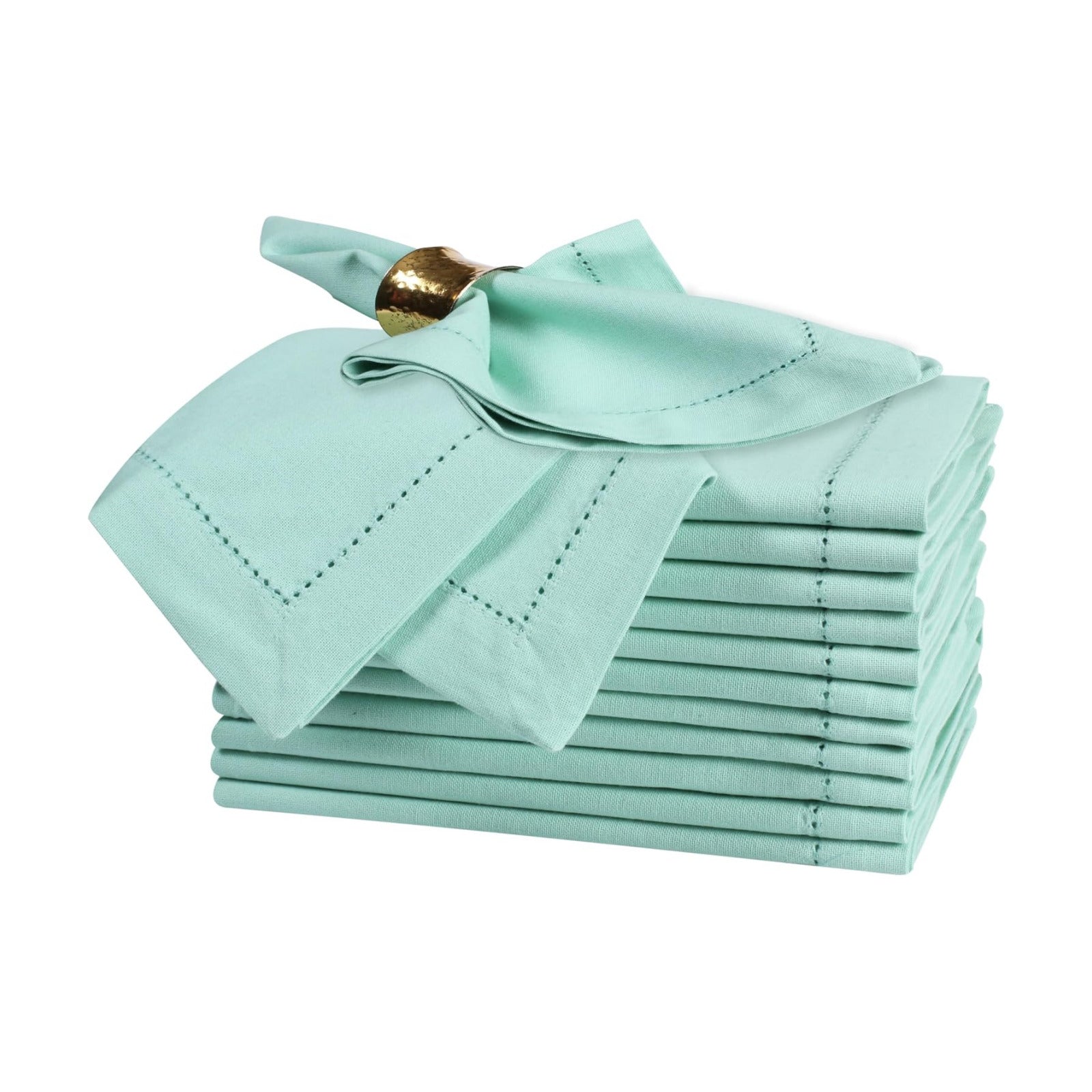 Bedding Craft Cotton Cloth Dinner Napkins Set of 12 – 18x18 Bird Egg Gray Hemstitched – Machine Washable Fabric Napkins