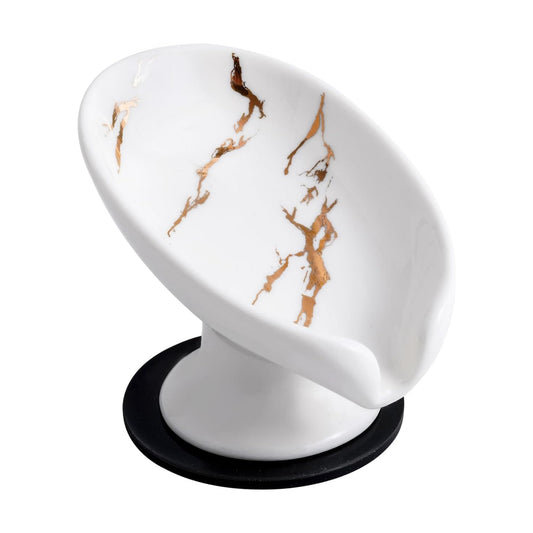 Soap Holder Self Draining Leaf Shape Soap Dishes / Small Size-marble White