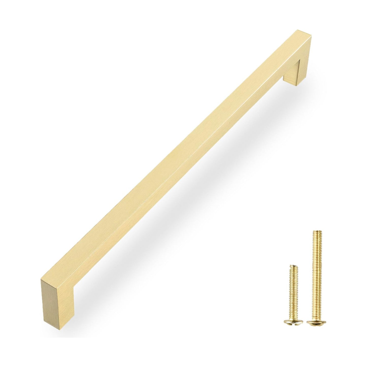 QOGRISUN 5-Pack Brushed Brass Cabinet Pulls, Solid Brass, 7-9/16" Center | Solid Brass Square Pulls, Brushed Brass
