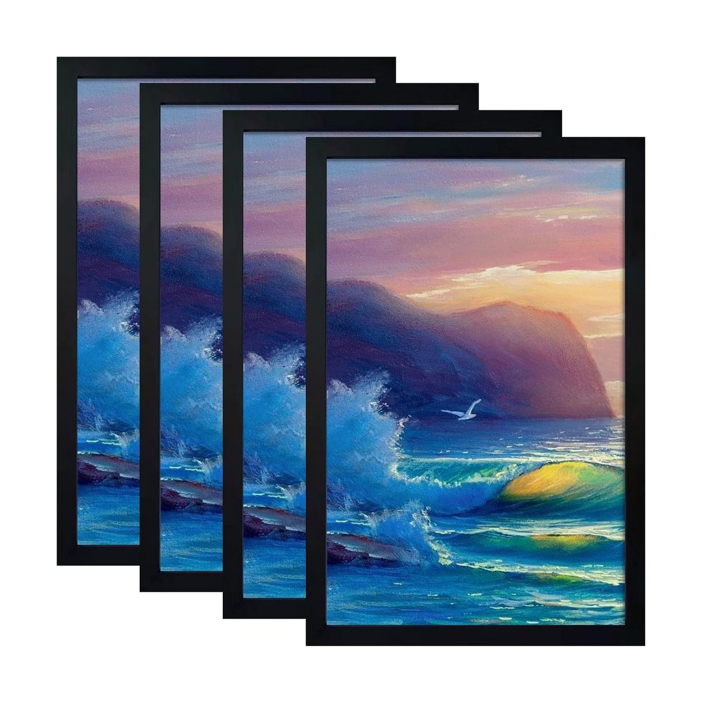 SESEAT 12x18 Frame, Wall Gallery Poster Picture Frame, Black, Pack of 4