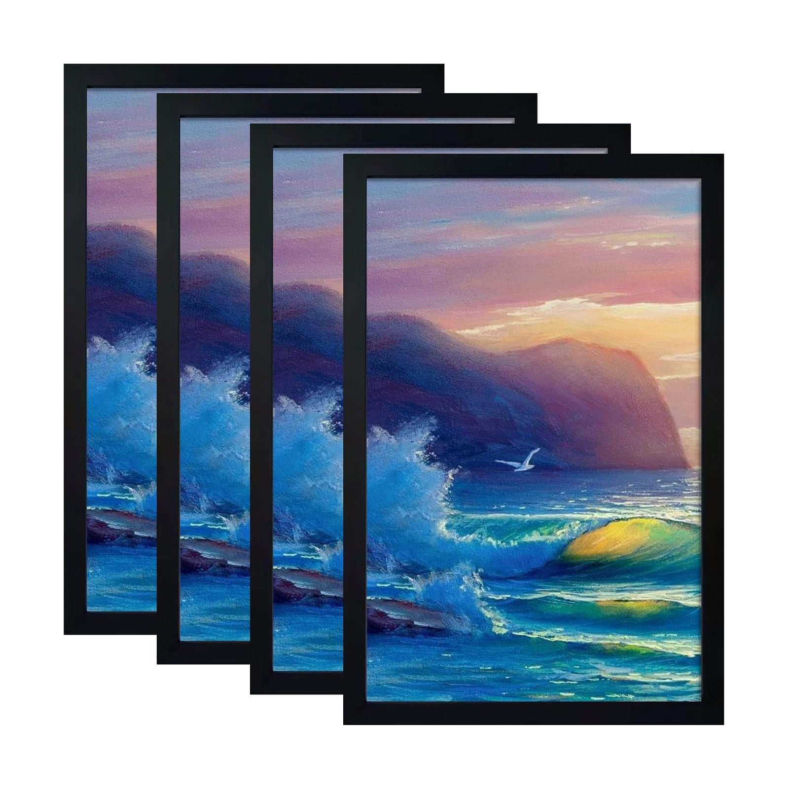 SESEAT 12x18 Frame, Wall Gallery Poster Picture Frame, Black, Pack of 4