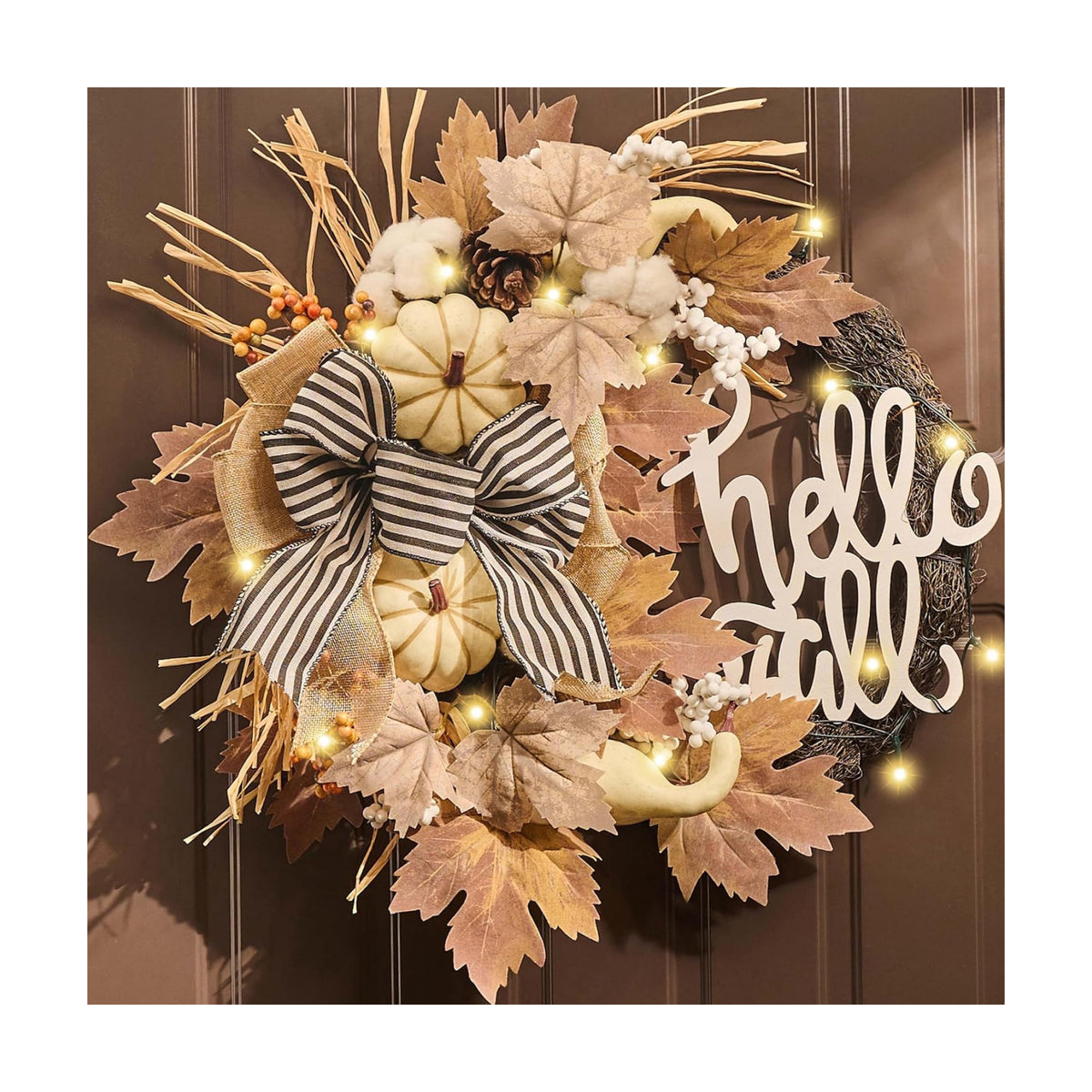 Valery Madelyn 22''Collapsible Fall Wreaths for Front Door with Pumpkins
