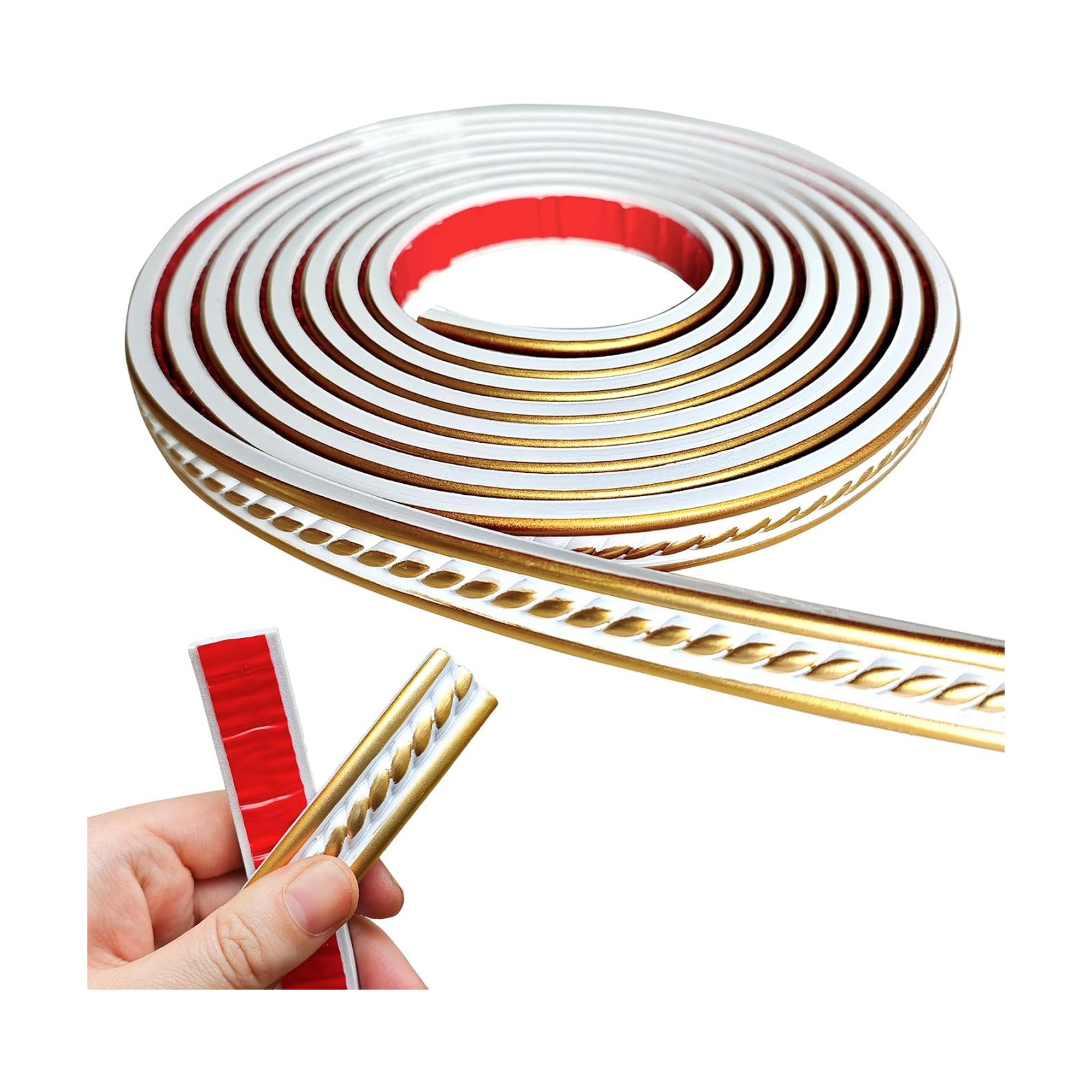 Peel and Stick Molding Trim Self Adhesive Flexible Wall Trim Crown Molding / White Gold / 0.8 x 120