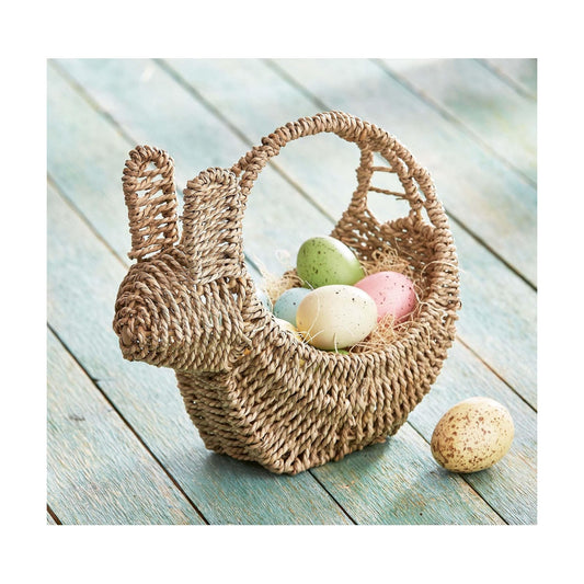 Seagrass Easter Spring Bunny Shaped Basket for Tabletop Kitchen Decoration / Natural / 5.5 x 10.0