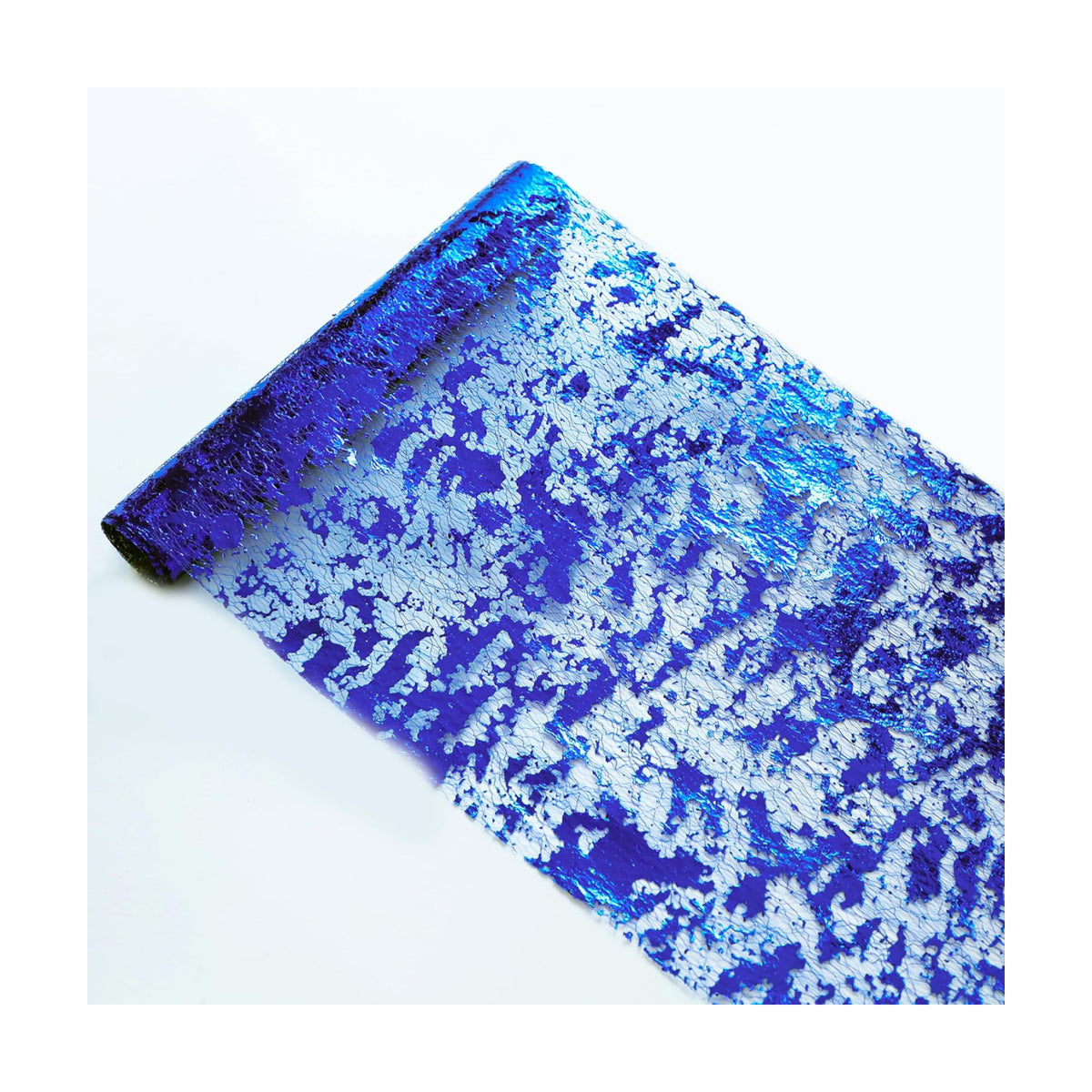 2 Pcs Royal Blue Table Runner, Glitter Metallic Foil Mesh Roll 108"