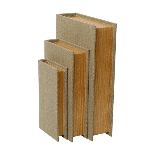 Decorative Book Boxes / Warm Taupe / 13",10",8 / Set of 3