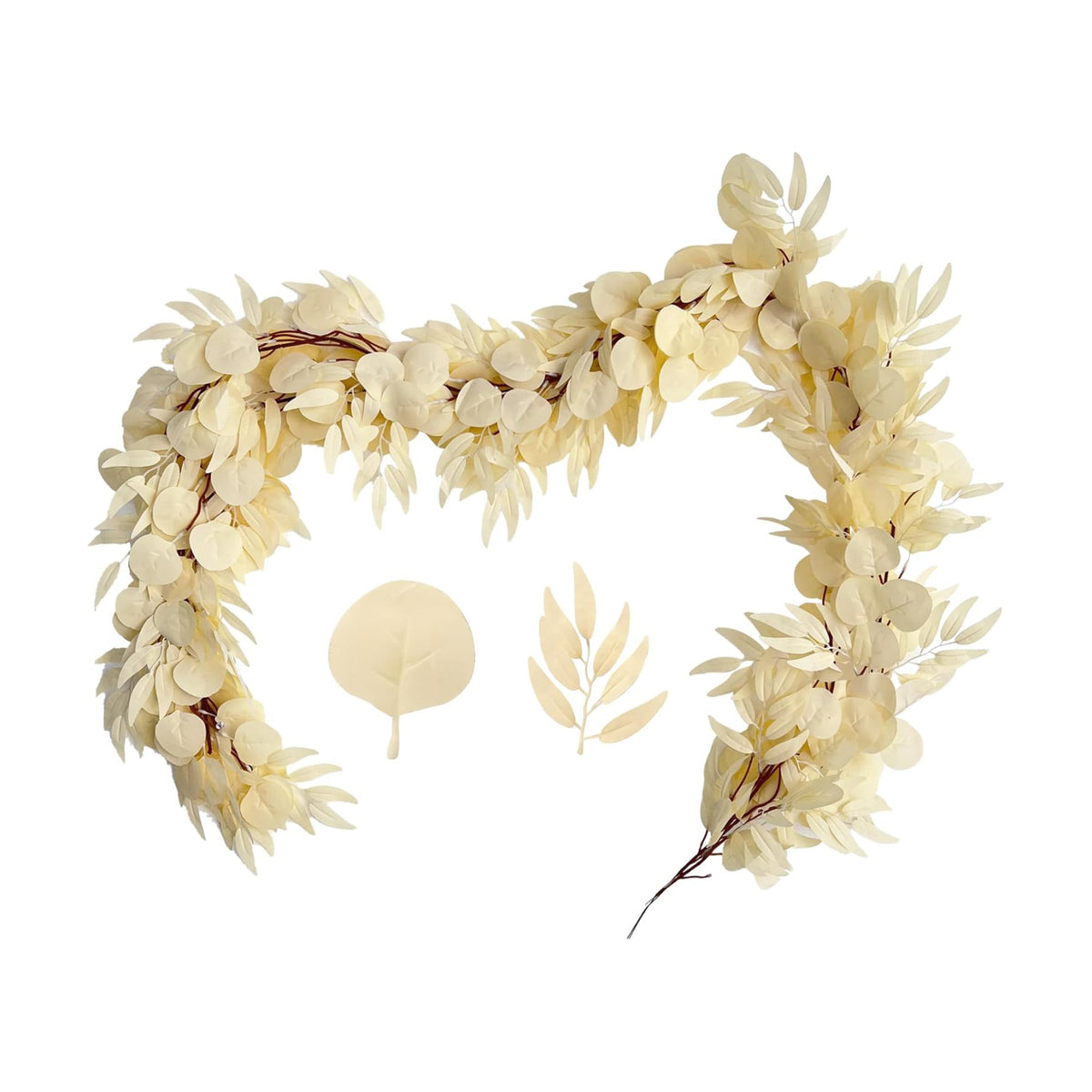 GREENTIME 2Pack 6.5Ft Boho Artificial Eucalyptus Garland with Willow Leaves