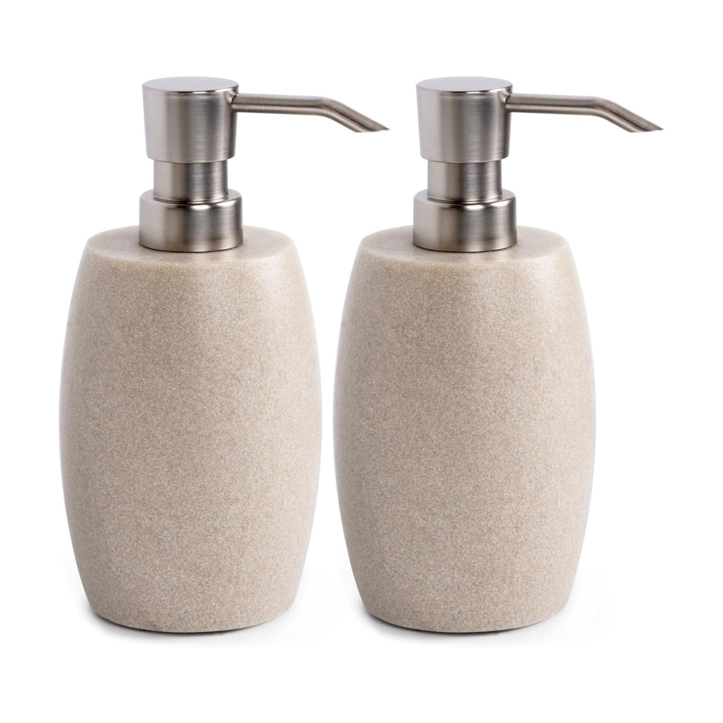 Clasin Home Sandstone Textured Resin Soap Dispenser with Metallic Pump and Waterproof Bottle Labels for Bathroom