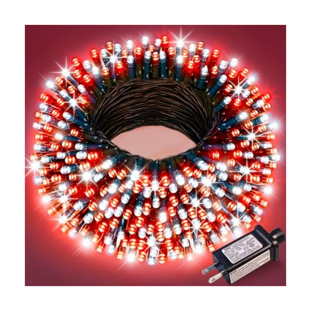 100FT 300 LED Christmas Lights Outdoor, Red and White Christmas Tree Lights