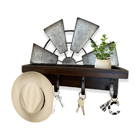 Windmill Key Holder Wall Mount / Brown