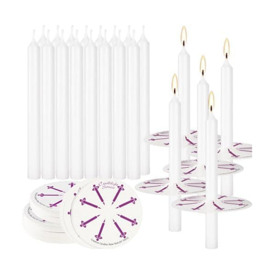 YOROXRG 200 pcs Church Candles with Drip Protectors for Devotional Candlelight Vigil Service, Unscented White 5" H X 1/2" D, No Smoke, Shabbat, Praye