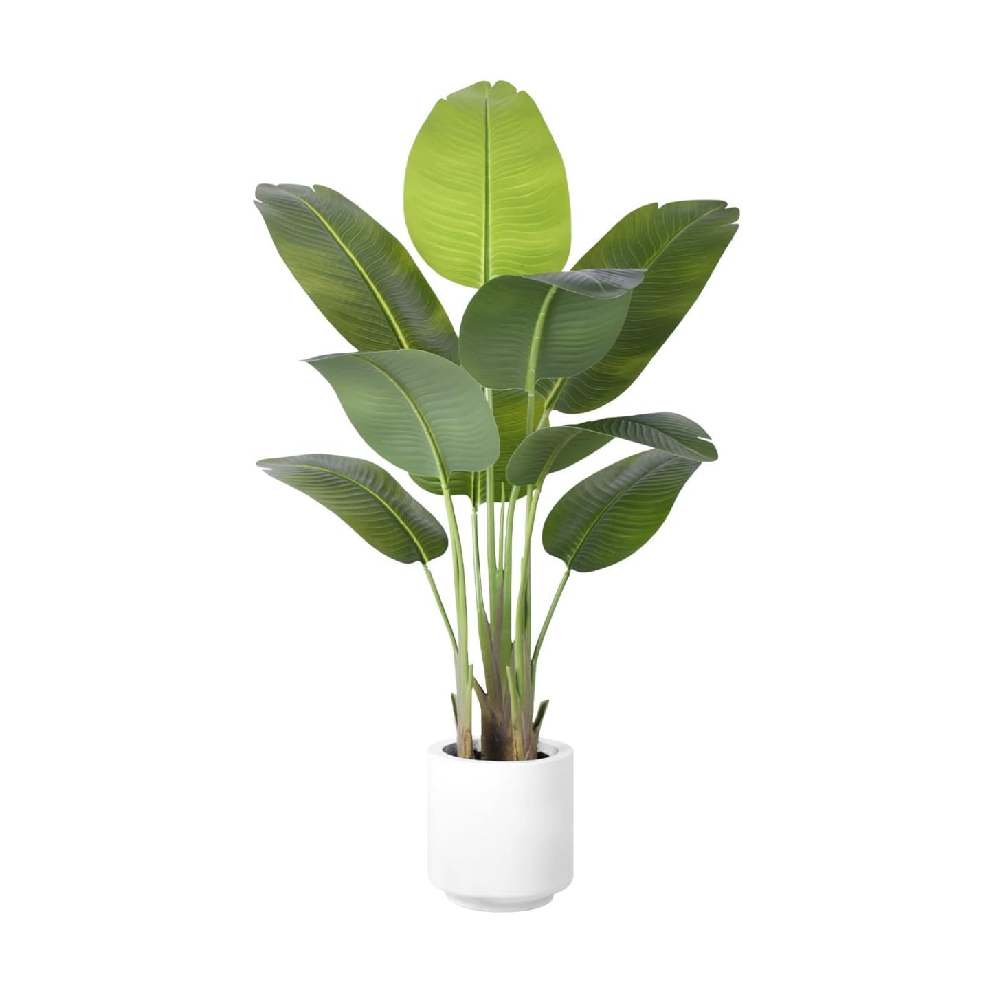 Artificial Bird of Paradise Plant 4Ft Tall Fake Tropical Palm Tree Large Fake Plants with 9 Silk Banana Leaves Faux
