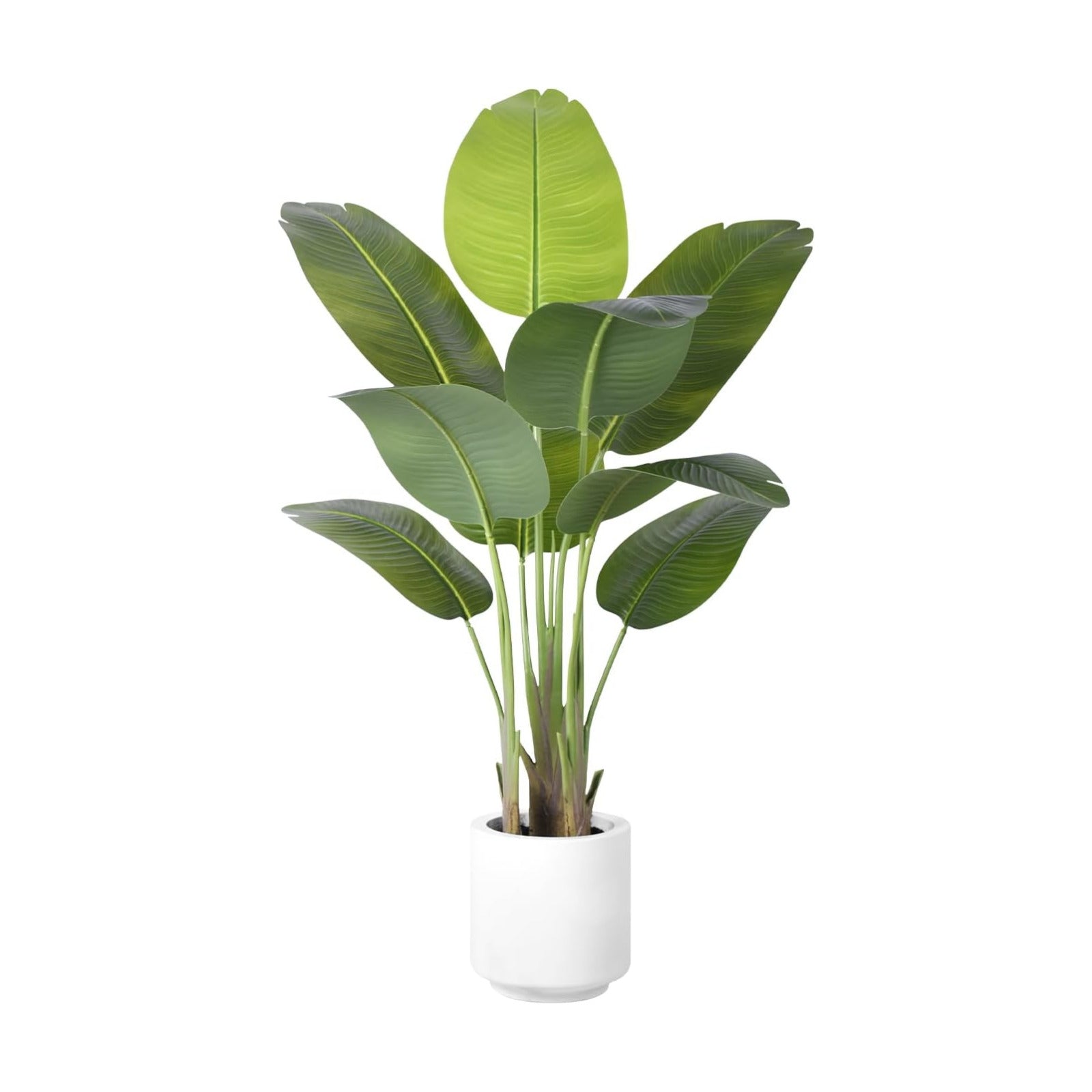 Artificial Bird of Paradise Plant 4Ft Tall Fake Tropical Palm Tree Large Fake Plants with 9 Silk Banana Leaves Faux