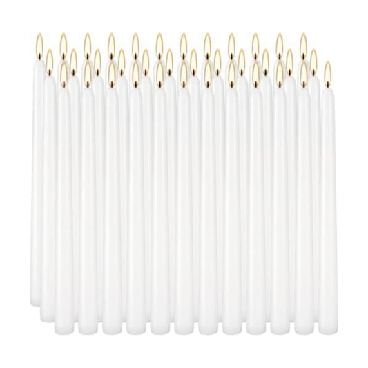 YOROXRG 36 Pack White Taper Candles, 7-8 Hours Burn Time, Unscented, Smokeless and Dripless, 0.8 x 10 Inch Dinner Candle Set for Household, Wedding, Party and Home Décor Candlesticks