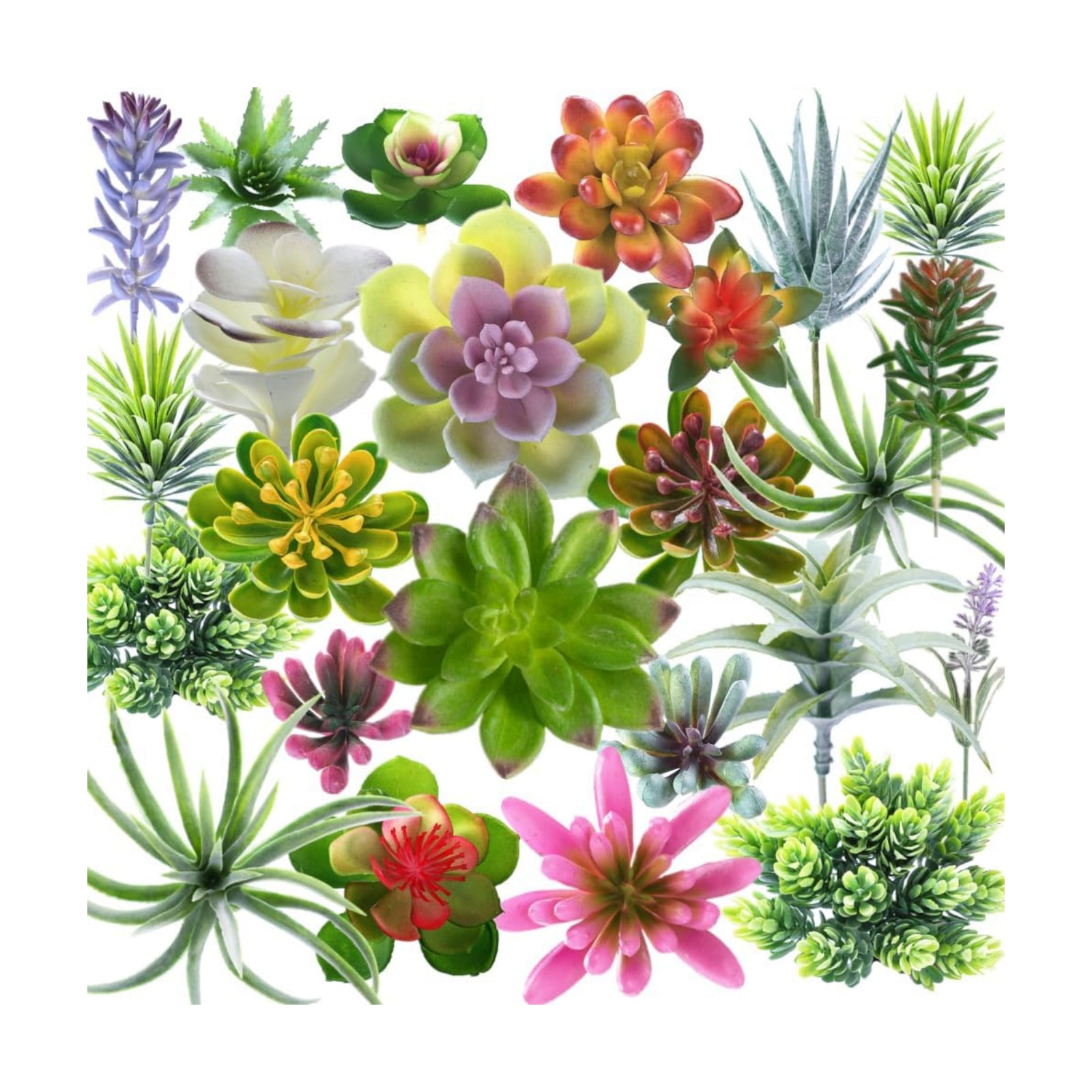 Artificial Succulent Plants Fake Succulents Unpotted Realistic Faux Succulent Face / Set of 24