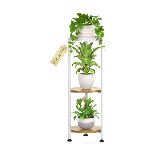 KMOTASUO Metal Plant Stand Tall for Indoor Outdoor Corner, 3 Tier White | Heavy Duty Flower Holder Rack, Modern