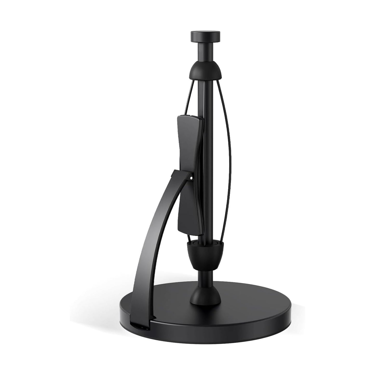 VEHHE Black Paper Towel Holder Countertop, Spring Activated Arm, Damping | One-Hand Tear Design | Premium Stainless