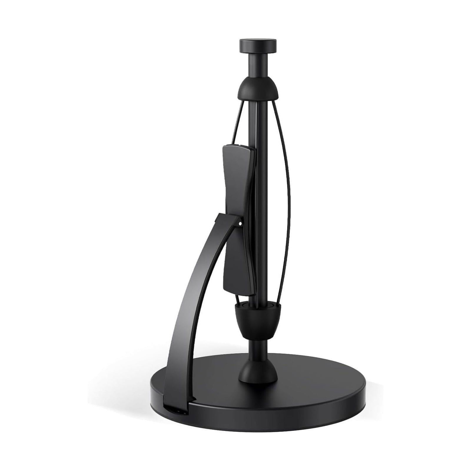 VEHHE Black Paper Towel Holder Countertop, Spring Activated Arm, Damping | One-Hand Tear Design | Premium Stainless