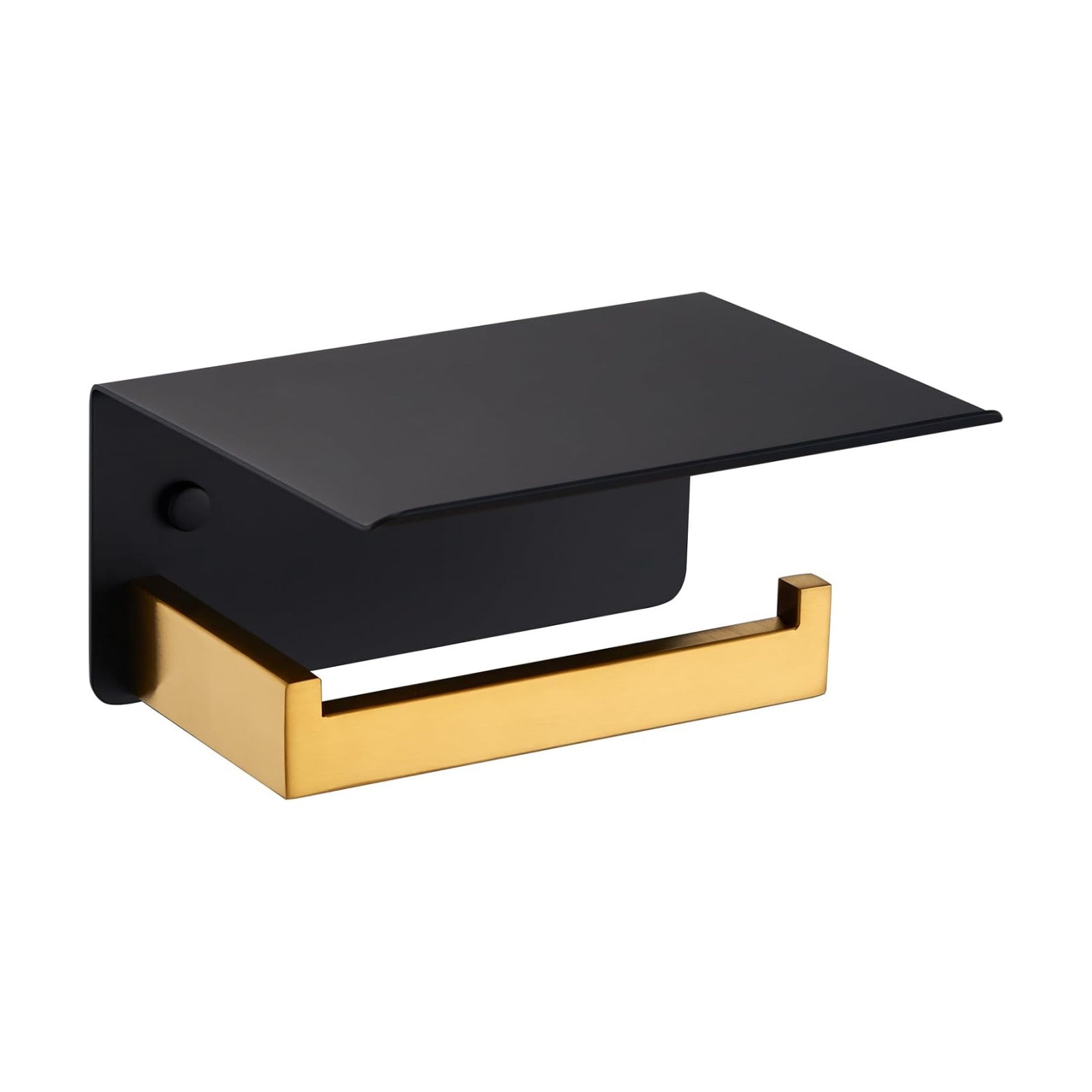 APLusee Black and Gold Toilet Paper Holder with Storage Shelf, Wall Mounted | 304 Stainless Steel Tissue Holder