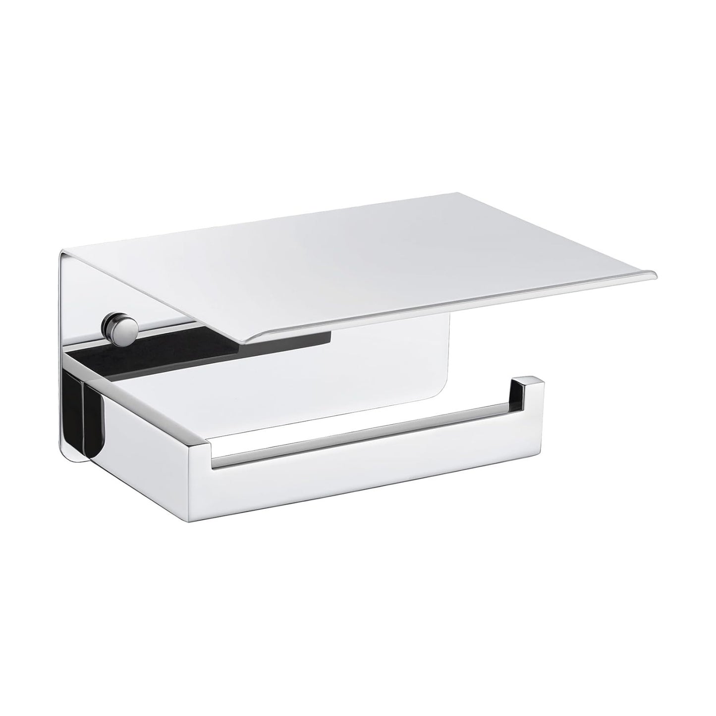 APLusee Polished Chrome Toilet Paper Holder with Phone Shelf, Wall Mounted | 304 Stainless Steel, Rust-resistant Tissue