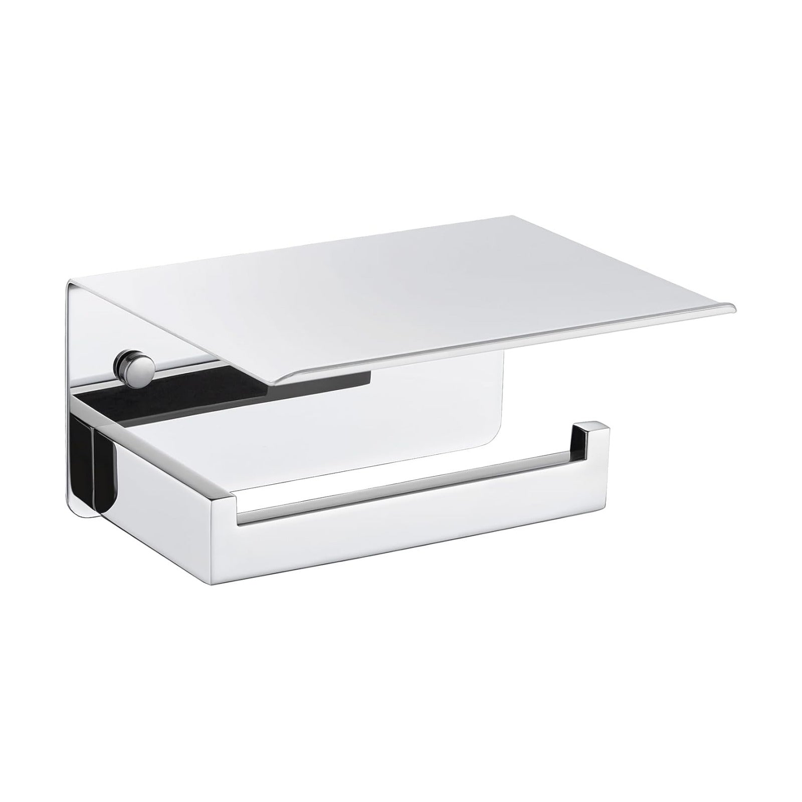 APLusee Polished Chrome Toilet Paper Holder with Phone Shelf, Wall Mounted | 304 Stainless Steel, Rust-resistant Tissue