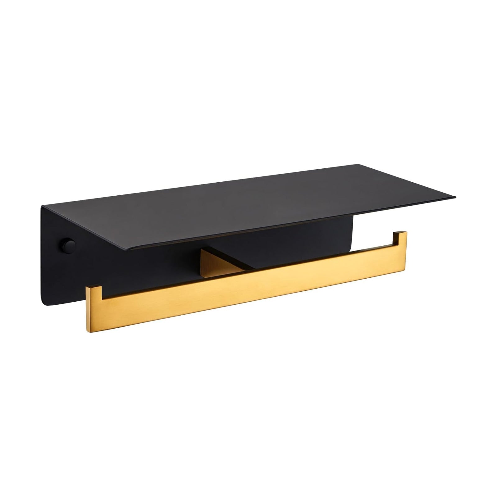 APLusee Double Toilet Paper Holder with Shelf, Black Gold, Wall Mounted | 304 Stainless Steel Tissue Holder, Rustproof