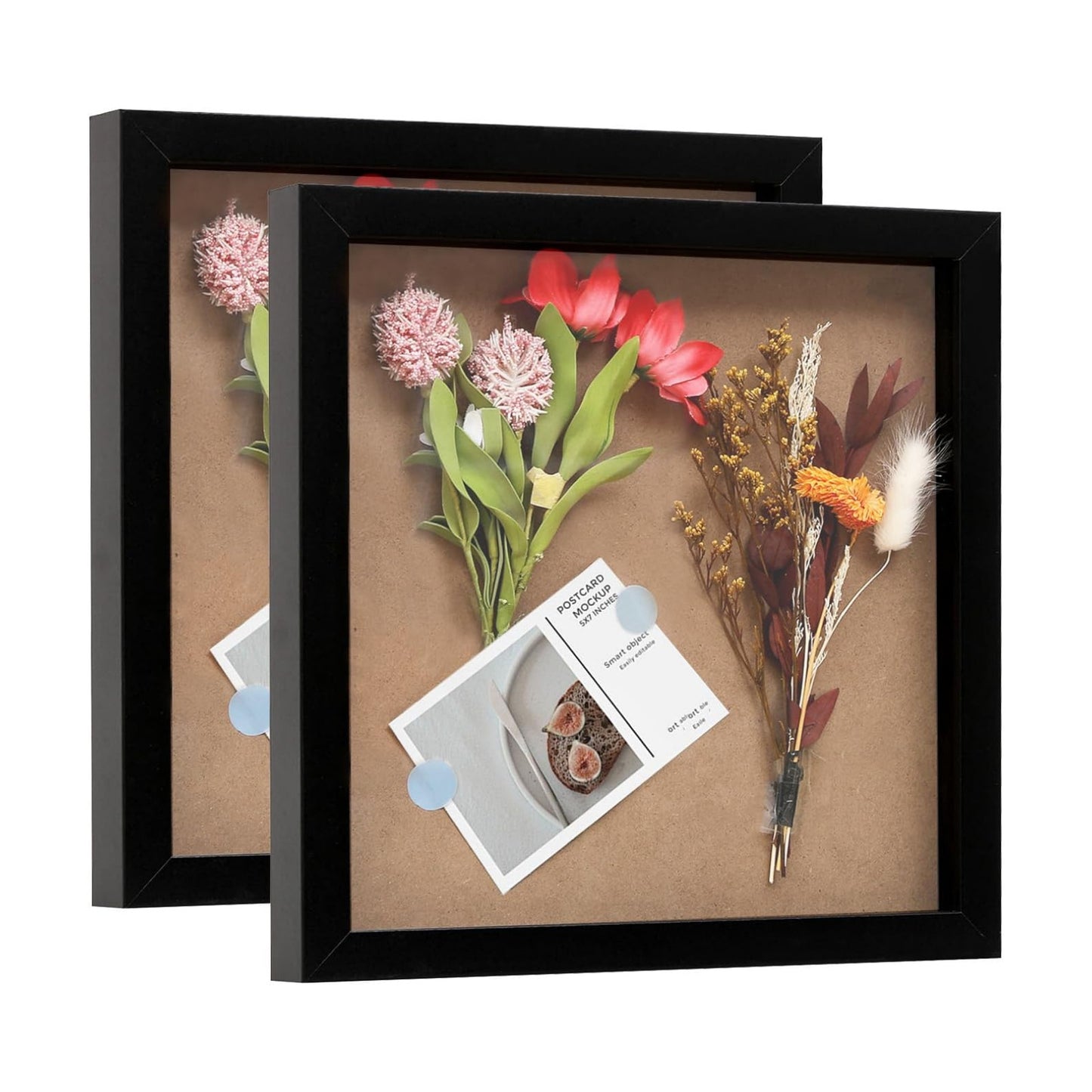 Muzilife 10x10 Shadow Box 3D Picture Frames, Wood, Real Glass, White,2 Pack | FSC-Certified MDF | With Stand | Tabletop