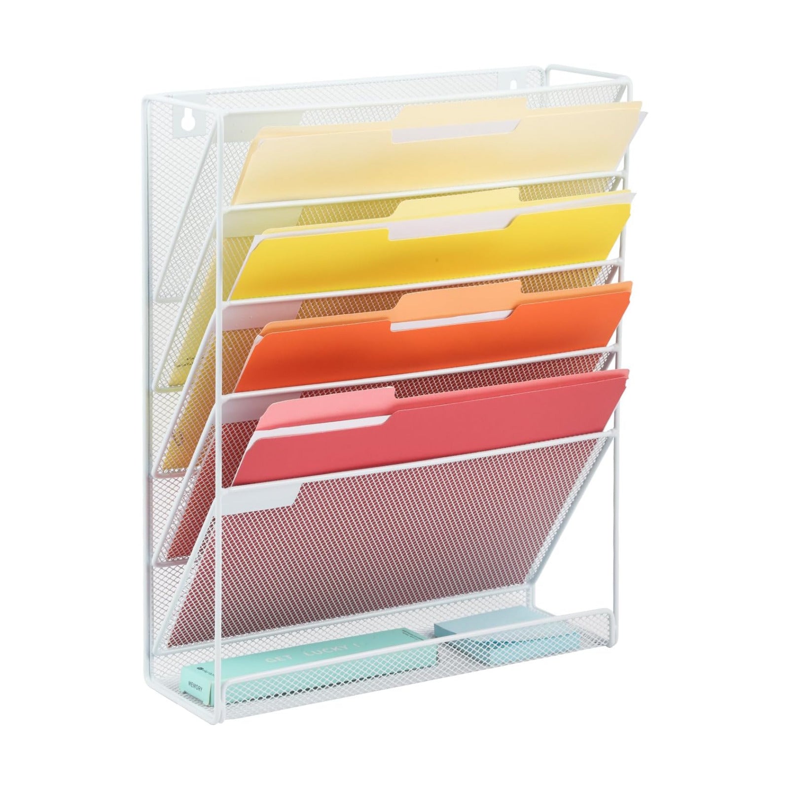 Desk File Organizer Mesh 6-Tier, Hanging Wall Mount Document Organization Stand, Desktop Vertical Mail Paper Folder