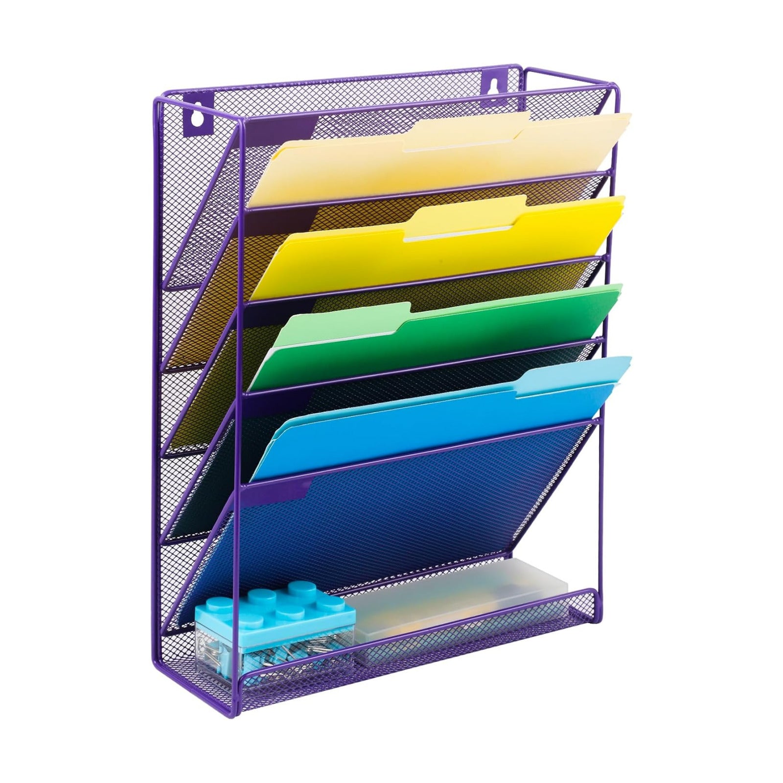 Desk File Organizer Mesh 6-Tier, Hanging Wall Mount Document Organization Stand, Desktop Vertical Mail Paper Folder