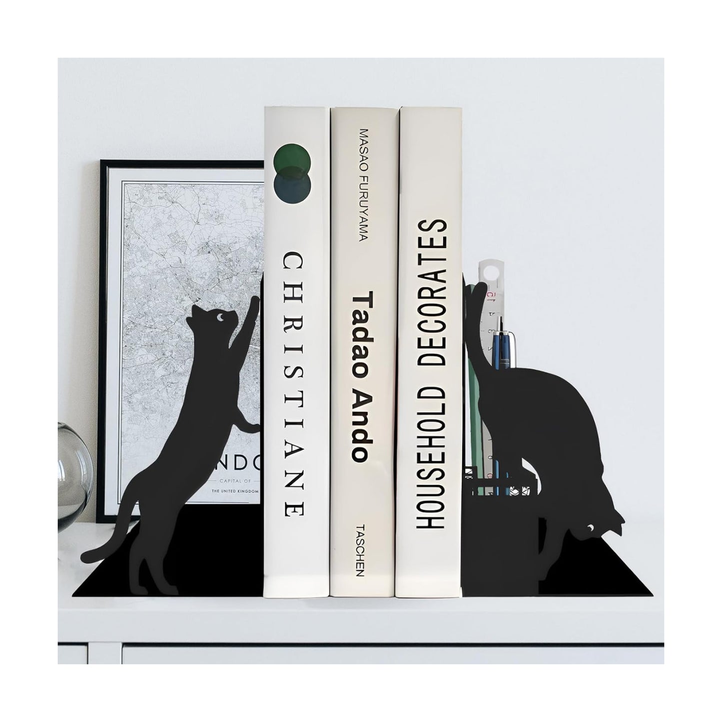 Metal Decorative Book Ends / Black Cat