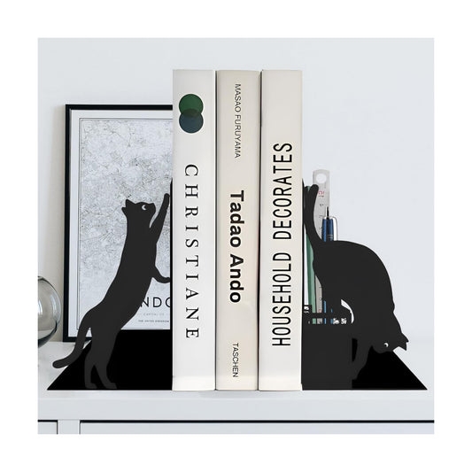 Metal Decorative Book Ends / Black Cat