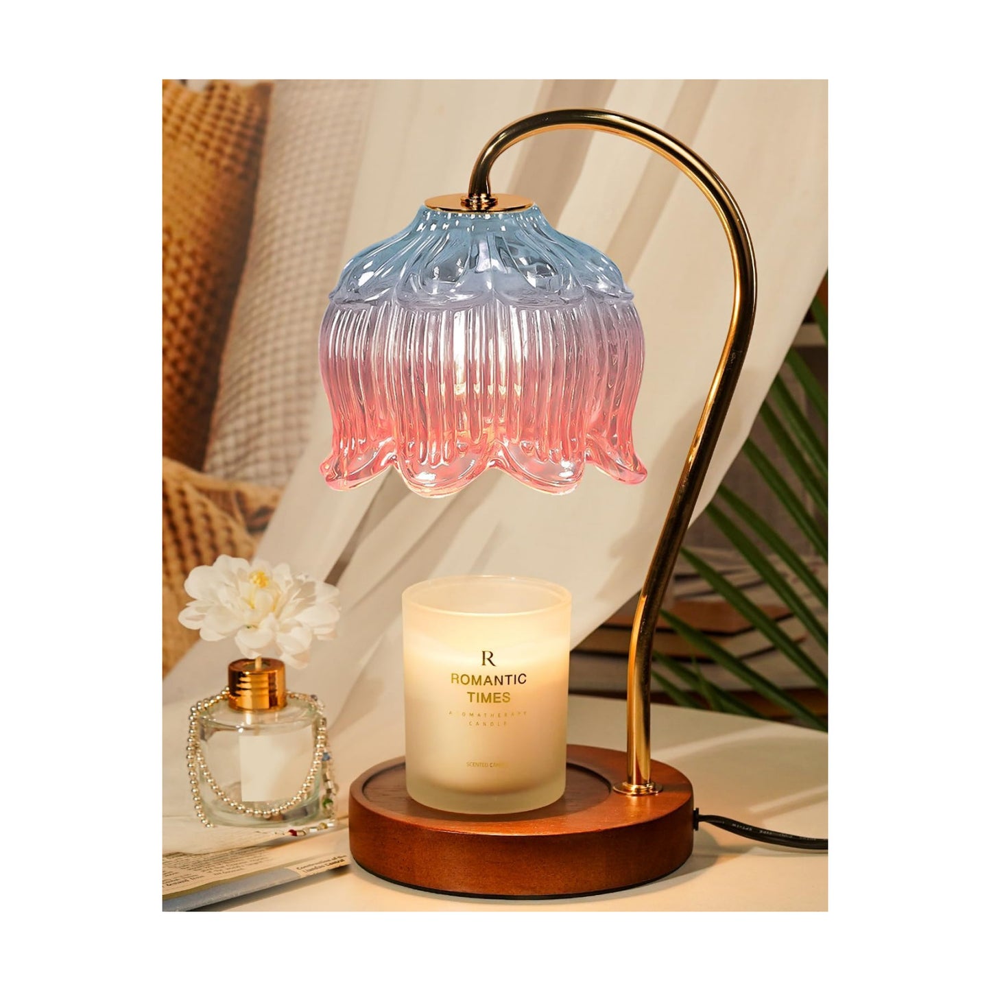 Funistree Flower Candle Warmer Lamp with Timer, Dimmable Candle Lamp Warmer, Christmas Birthday Gifts for Women Mom