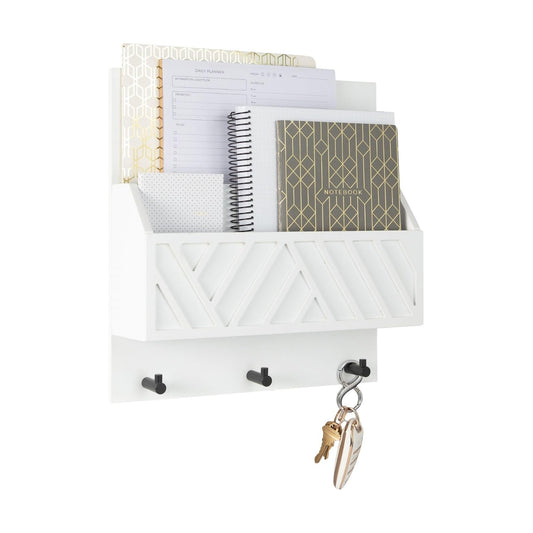 Mail Organizer / Wall Mount Key Holder / White