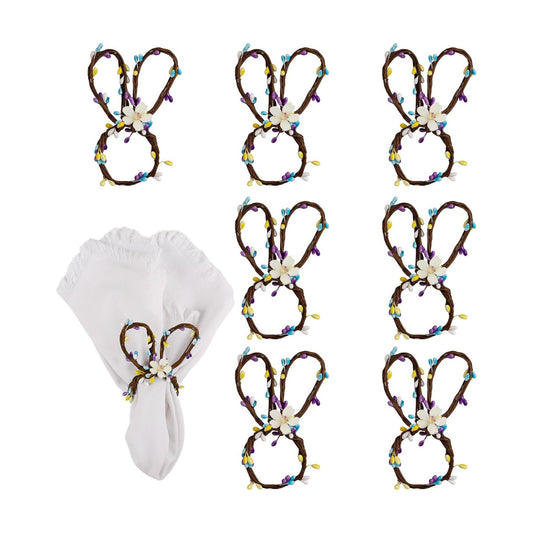 Flower Napkins Holder / Rattan Bunny / Set of 8